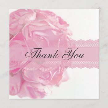Pink Roses And Lace Thank You Card by Mintleafstudio at Zazzle