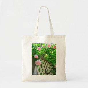 Pink Roses and Lattice - Martha's Vineyard Tote Bag