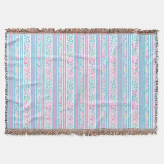 Pink Roses and Matching Stripes Throw Blanket
