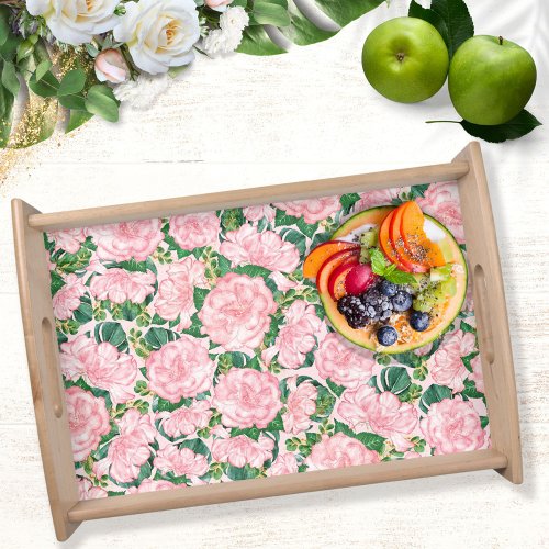 Pink Roses and Monstera Kitchen Serving Tray
