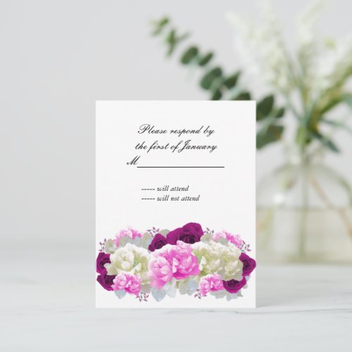 Pink Roses and Peonies Reply Card