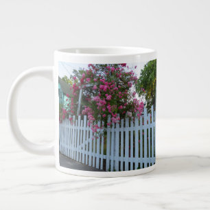 Pink Roses and Picket Fence - Martha's Vineyard Giant Coffee Mug