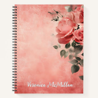 Pink Roses and Pink Background Notebook