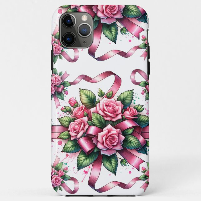 Pink Roses and Ribbons Phone Case (Back)