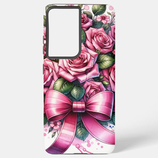 : Pink Roses and Ribbons Phone Case  (Back)
