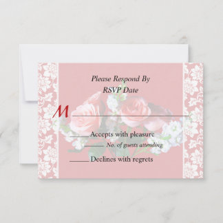 Pink Roses and Snapdragons Wedding Invitation