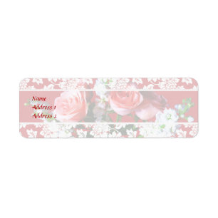 Pink Roses and Snapdragons Wedding Invitation Label