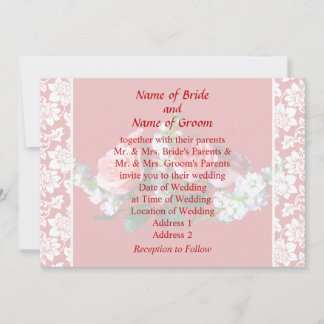 Pink Roses and Snapdragons Wedding Invitation Set