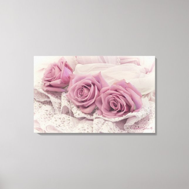 Pink Roses And Still Life Canvas Art (Front)