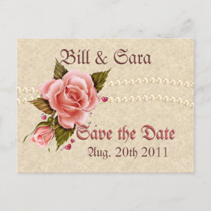 Pink Roses Announcement Postcard