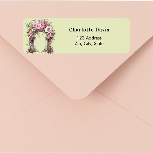 Pink roses arch garden return address 