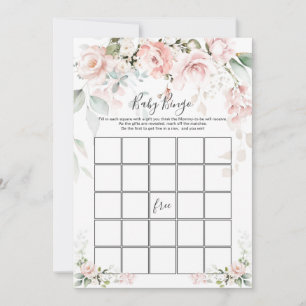 Pink Roses Baby Bingo/Guess who Baby Shower Games Invitation