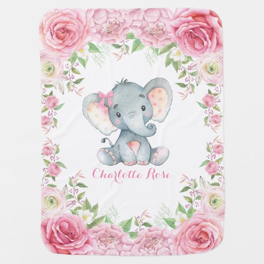 Pink Roses Baby Elephant Nursery Blanket Zazzle Pink Roses Baby Elephant Nursery Blanket
