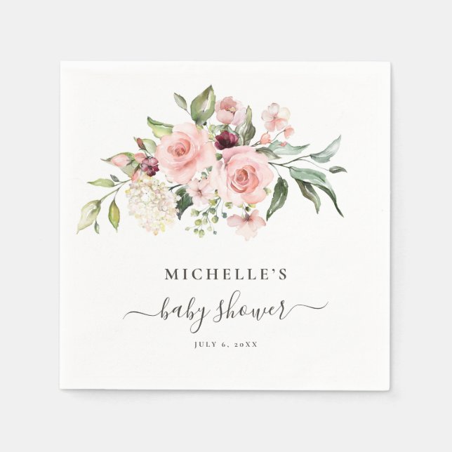 Pink Roses Baby Shower  Napkins (Front)