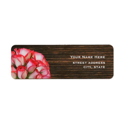 Pink Roses  Barnwood Address Label