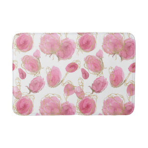 Pink roses bath mat