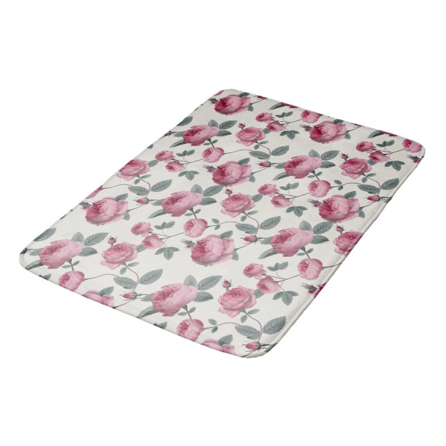 Pink Roses Bath Mat (Angled)