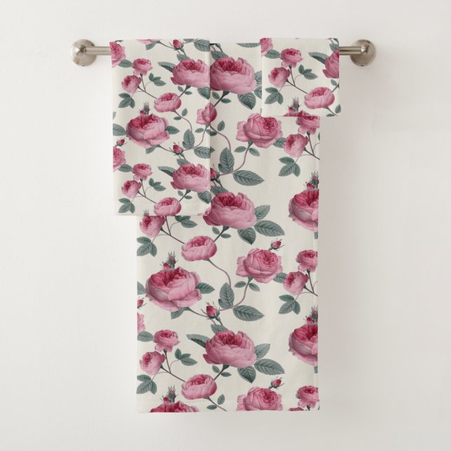 Pink Roses Bath Towel Set (Insitu)