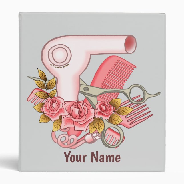 Pink Roses Beautician 3 Ring Binder (Front)