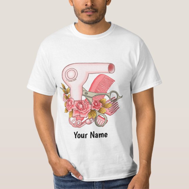 Pink Roses Beautician  T-Shirt (Front)