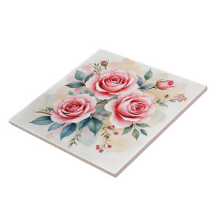 Pink Roses Beautiful Luxury Modern Collection Ceramic Tile
