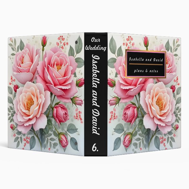 Pink Roses Beautiful Luxury Popular Collection 3 Ring Binder (Background)