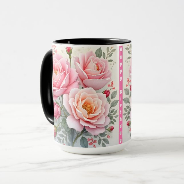 Pink Roses Beautiful Luxury Popular Collection Mug (Front Left)