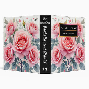 Pink Roses Beautiful Luxury Trendy Collection 3 Ring Binder