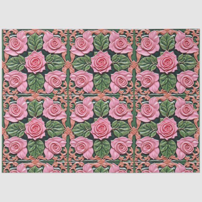 Pink Roses Beautiful Popular Collection Tissue Paper (Front)