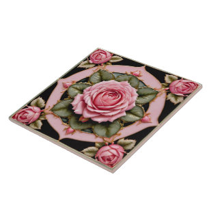 Pink Roses Beautiful Trendy Collection Ceramic Tile