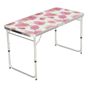 Pink roses beer pong table