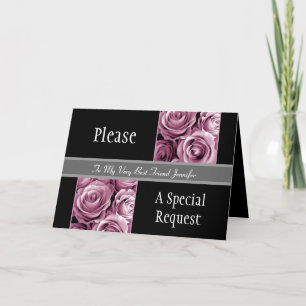 PINK Roses Best Friend Be My Maid of Honor Invitation