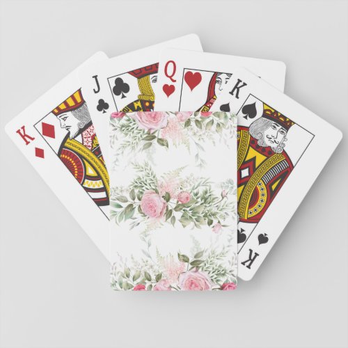 Pink Roses Bicycle Cards