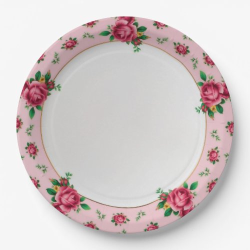 Pink Roses Birthday Party Paper Plates