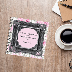 Pink Roses Black Frame Spend Time w Jesus Journal