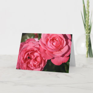 Pink Roses Blank Inside Floral Note Card