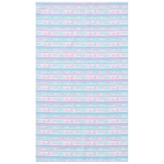 Pink Roses, Blue, Pink, White Stripes Tablecloth