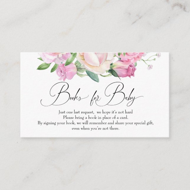 Pink Roses Blush | Books for Baby Enclosure Card (Front)