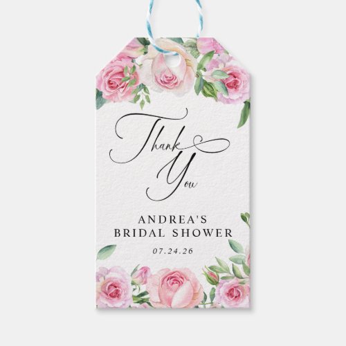 Pink Roses Blush Bridal Shower  Thank You Favor Gift Tags