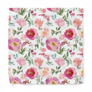 Pink Roses Blush Magenta Floral Pocket Square Bandana