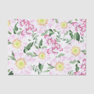 Pink Roses Boho Floral Watercolor Pattern Tissue Paper