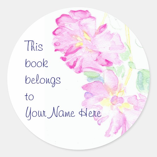 Pink Roses Bookplates to Personalise (Front)