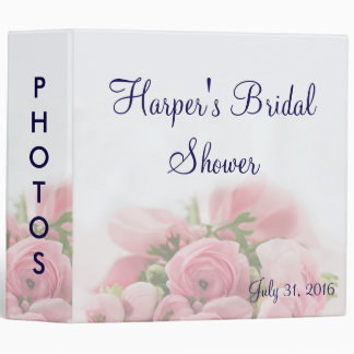 Pink Roses Bouquet Bridal Shower Photo Album 3 Ring Binder