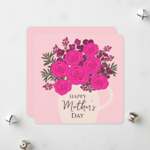 Pink Roses Bouquet – Elegant Mother’s Day Floral Holiday Card