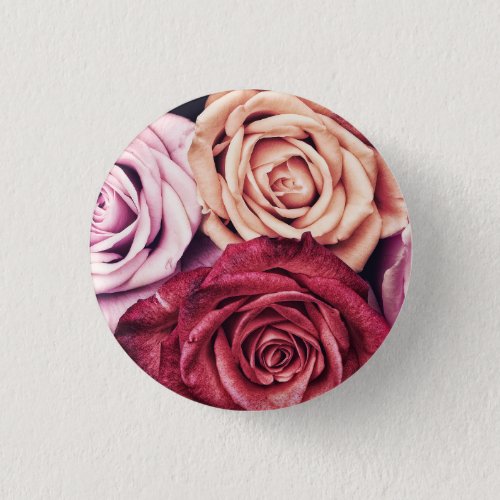 Pink Roses Bouquet Photo Button