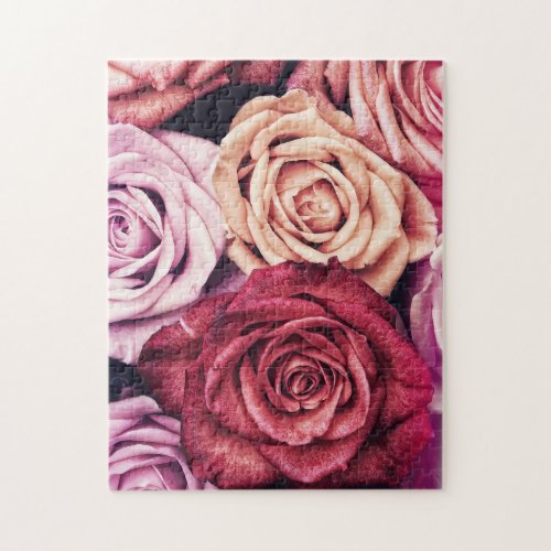 Pink Roses Bouquet Photo Jigsaw Puzzle