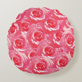 Pink Roses, Bouquet, Photo Round throw cushion
