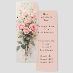 Pink Roses Bouquet Promotional Valentine's Day Bookmarks