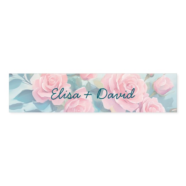 Pink Roses Bridal Shower Engagement Weddin CUSTOM  Napkin Bands (Unfolded)