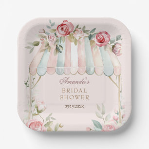 Pink Roses Bridal Shower  Paper Plates